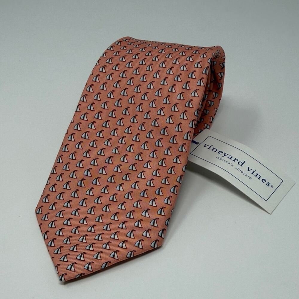 Vineyard Vines Men's 100% Silk Tie - Sailboat Orange - New with tags